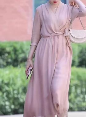 英国topwhit23208婕妤秀气质连衣裙夏季宽松遮肉显瘦绑带收腰