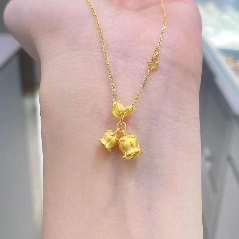 法国capinkofin新款色两朵铃兰花吊坠精致百搭简约七夕送女友搭