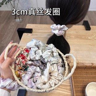拍2個減5元 大腸發(fā)圈高級感 3cm真絲發(fā)圈桑蠶絲不傷發(fā)頭繩發(fā)繩
