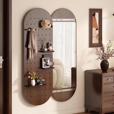 Wooden push-pull hidden full-length mirror invisible hole plate mirror wall-mounted closeable wall