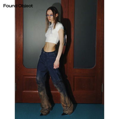 Found Object 焦土锈喷绘牛仔堆堆裤 Rostfarben Gradient Jeans