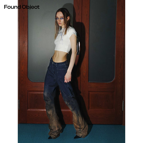 Found Object 焦土锈喷绘牛仔堆堆裤 Rostfarben Gradient Jeans