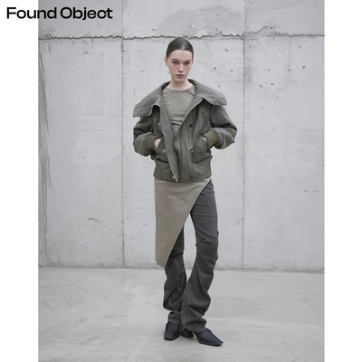 FoundObject拼缝短夹克棉服外套