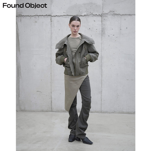 FoundObject拼缝短夹克棉服外套