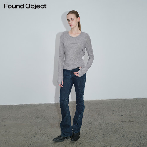 Found Object 莱赛尔假两件双层系带打底针织衫Bogen Layer Top