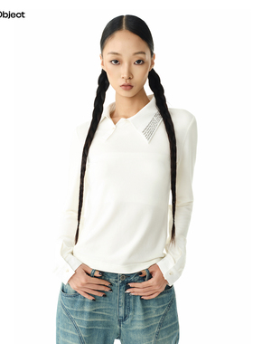 Found Object 杜尚文字印花斜领长袖针织衫 Duchamp Collar Shirt