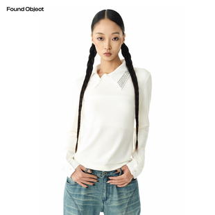 Found Object 杜尚文字印花斜领长袖针织衫 Duchamp Collar Shirt