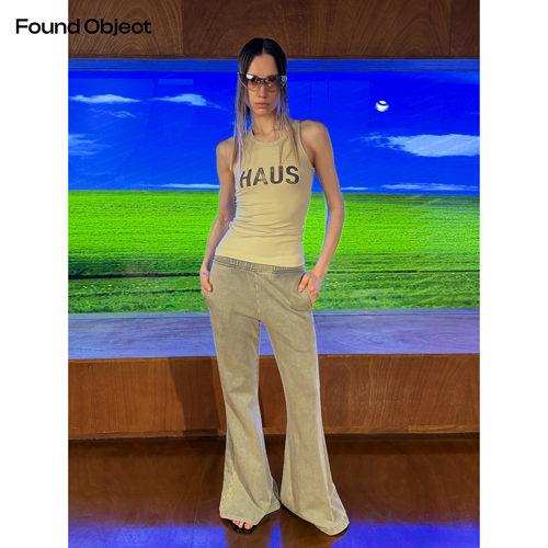 Found Object 水洗磨破阔腿微喇卫裤套装 Schachtel Flare Pants
