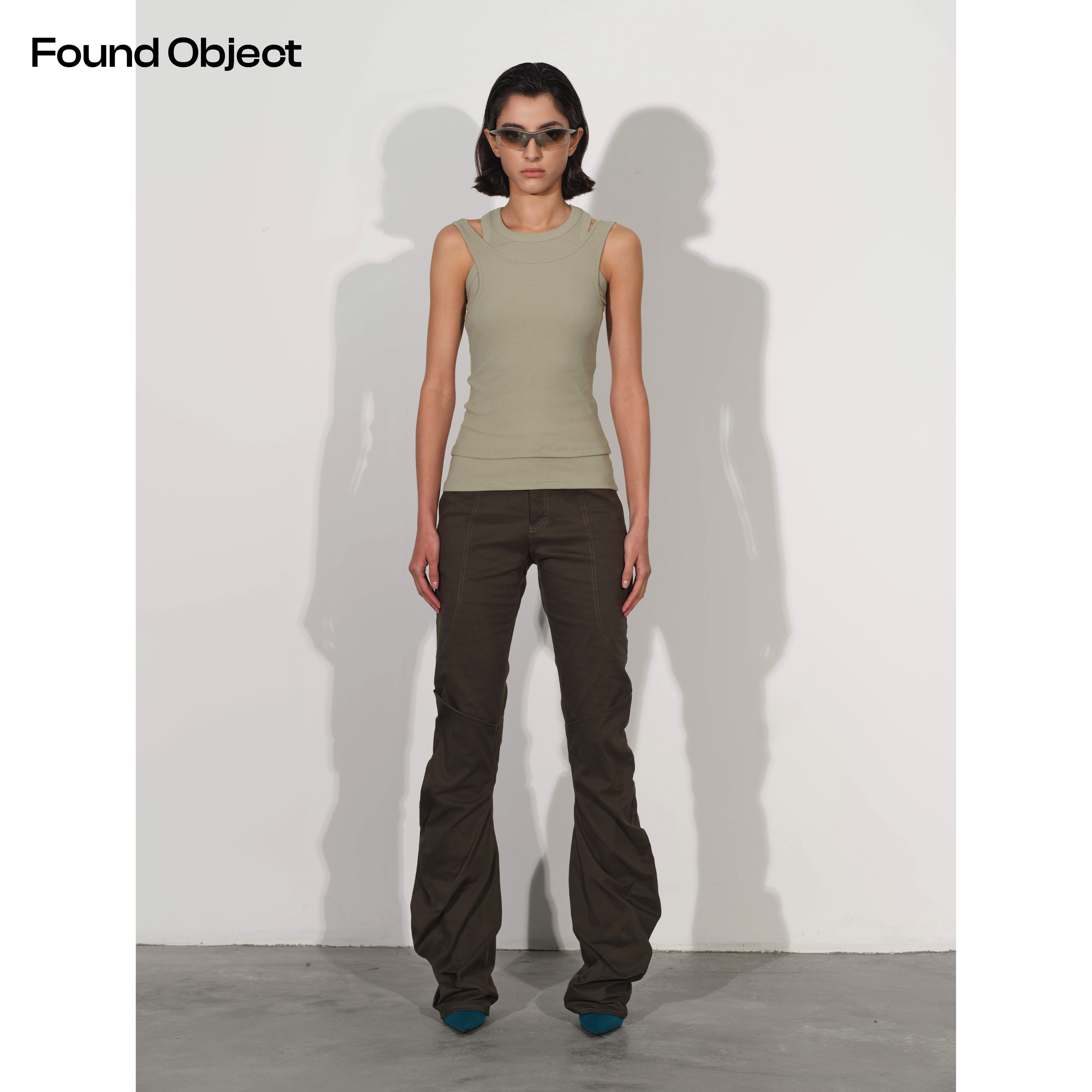 Found Object 细斜纹梭织堆叠曲线剪裁休闲长裤 Flügel Pants