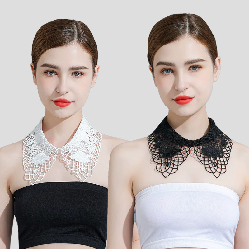 水溶镂空气质大尖领可拆卸假领子女高级感花朵刺绣假衣领高档质感