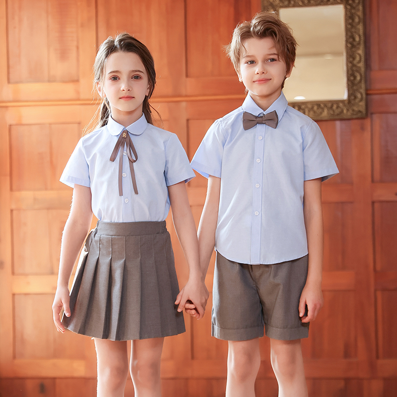 六一儿童演出服男女童学院风校服夏季白色短袖衬衫朗诵套装合唱服