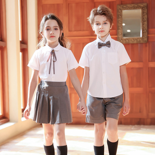 套装 衬衫 合唱服 白色短袖 六一儿童演出服男女童学院风学生校服夏季