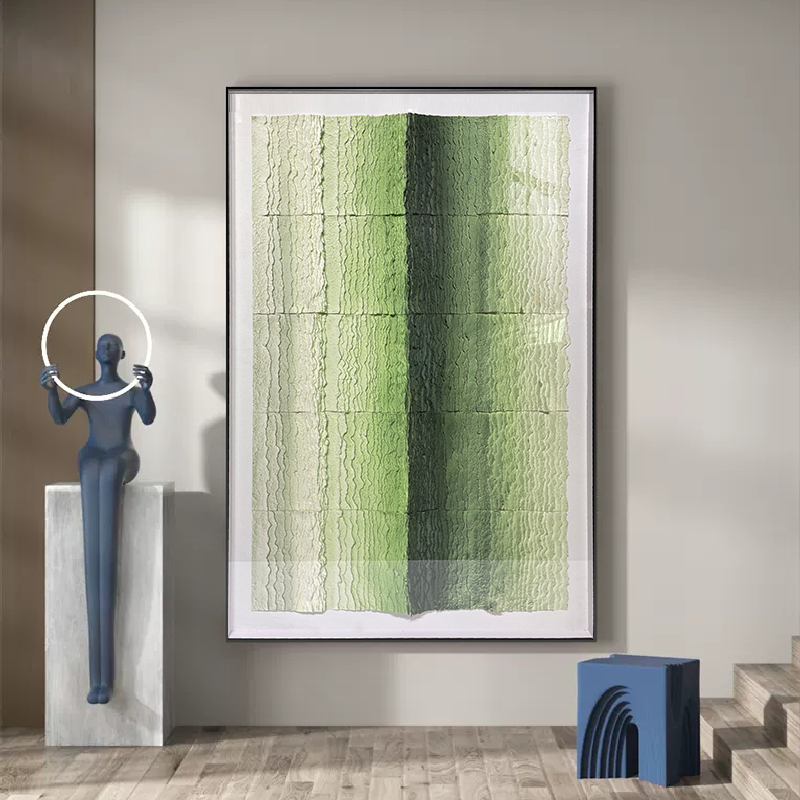 爆款现代轻奢3D立体实物画纸艺画玄关装饰画渐变别墅样板间艺术走图片