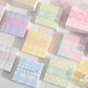 可爱多彩方格便签纸清新简约混搭无粘性可撕手账纸格子便签本ins风学生实用素材纸草稿纸随身备忘录记事纸本