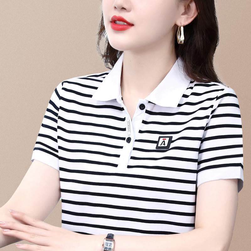 黑白条纹短袖t恤女夏装