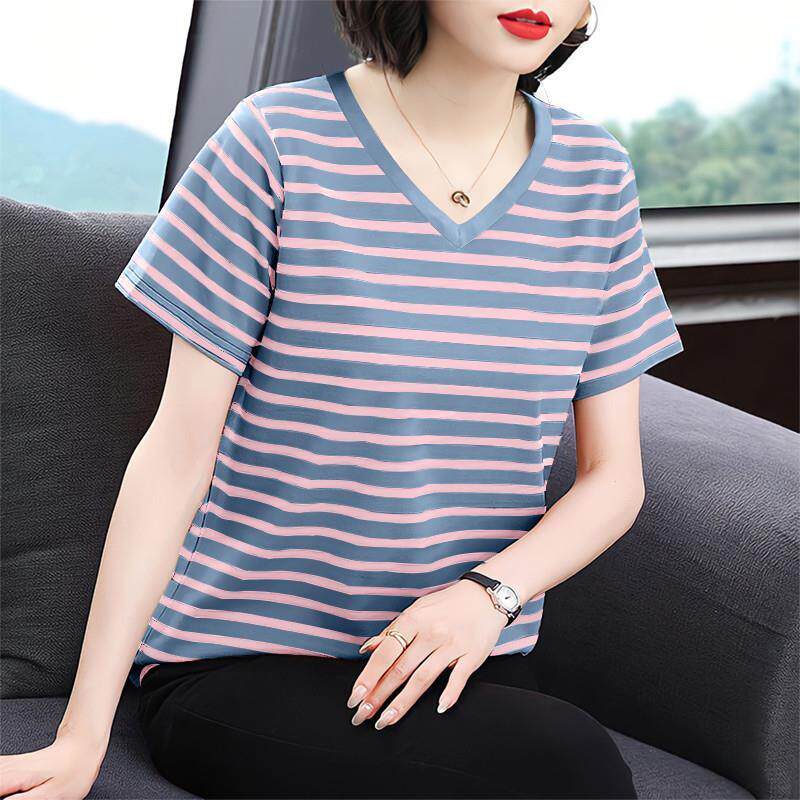 纯棉短袖t恤女新款条纹