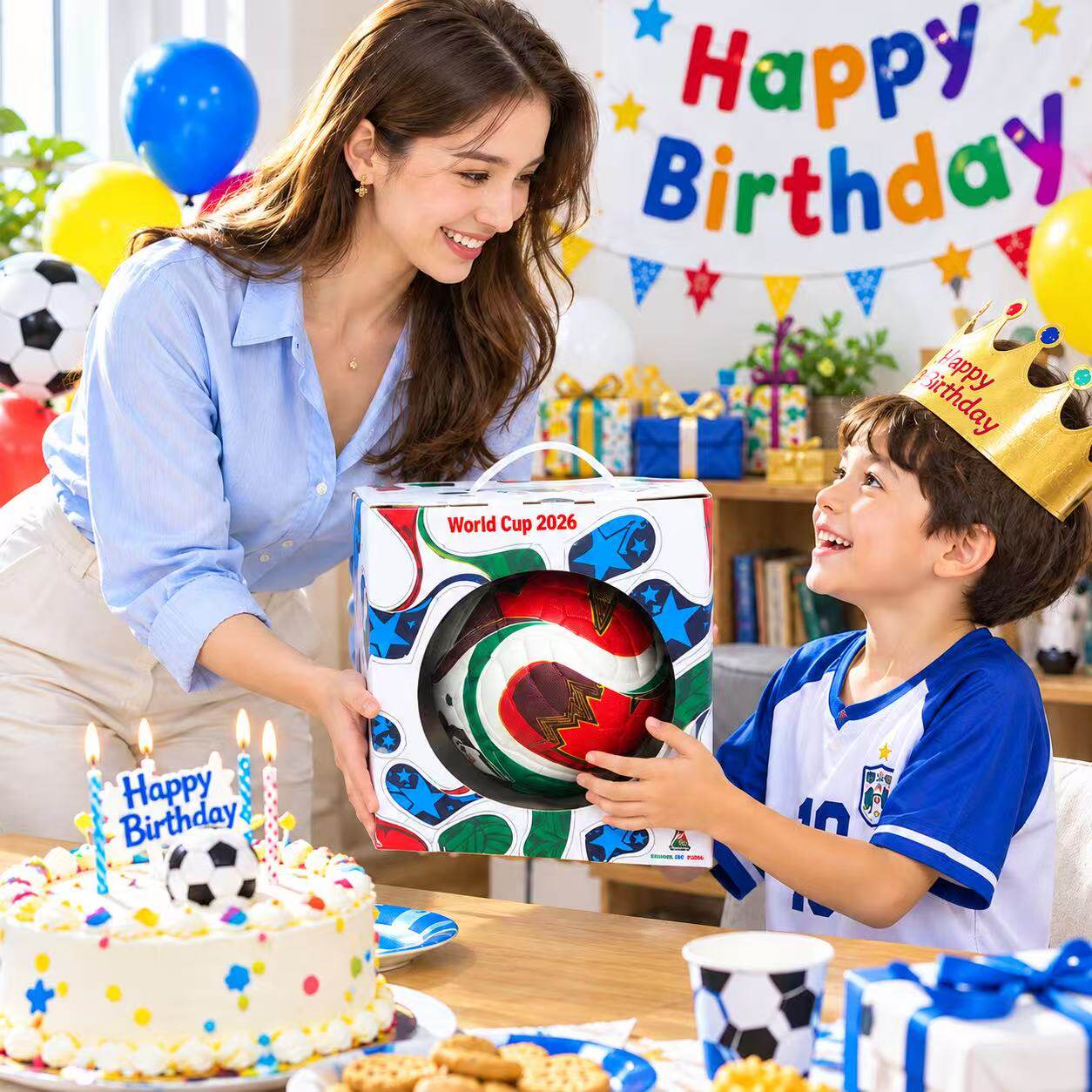 2026美加墨足球比赛专用球热粘合耐磨5号正版青少年生日送礼盒装