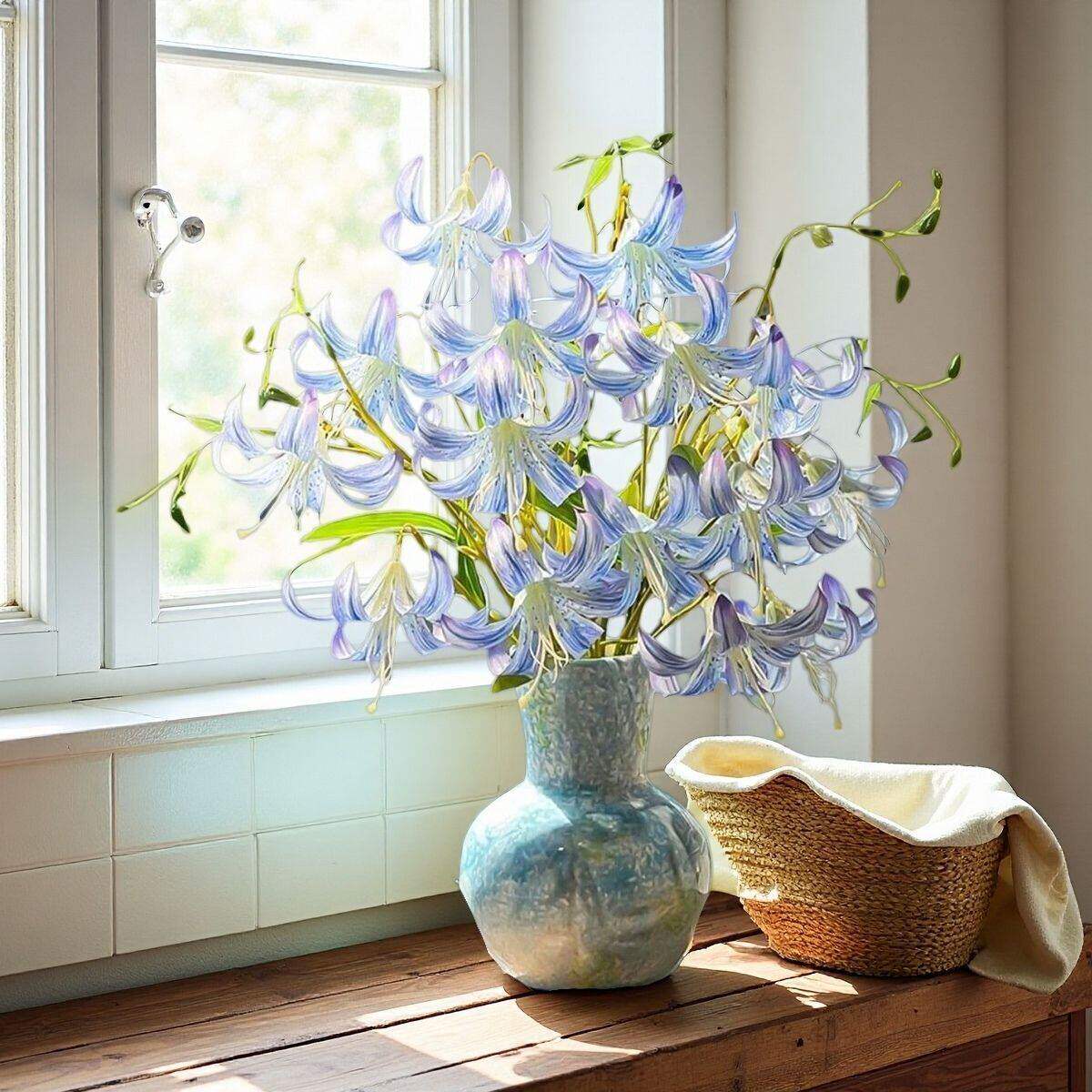 百合花仿真花假花摆设高级感逼真客厅餐桌装饰品插花花束摆件花艺