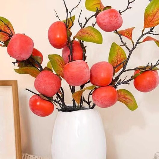 仿真柿子果实树枝柿柿如意插花摆件高档乔迁花束客厅装饰干花摆设,家居饰品,干花/花瓣/干花包/干树枝,淘宝优惠券,粉丝福利购,淘宝优惠卷