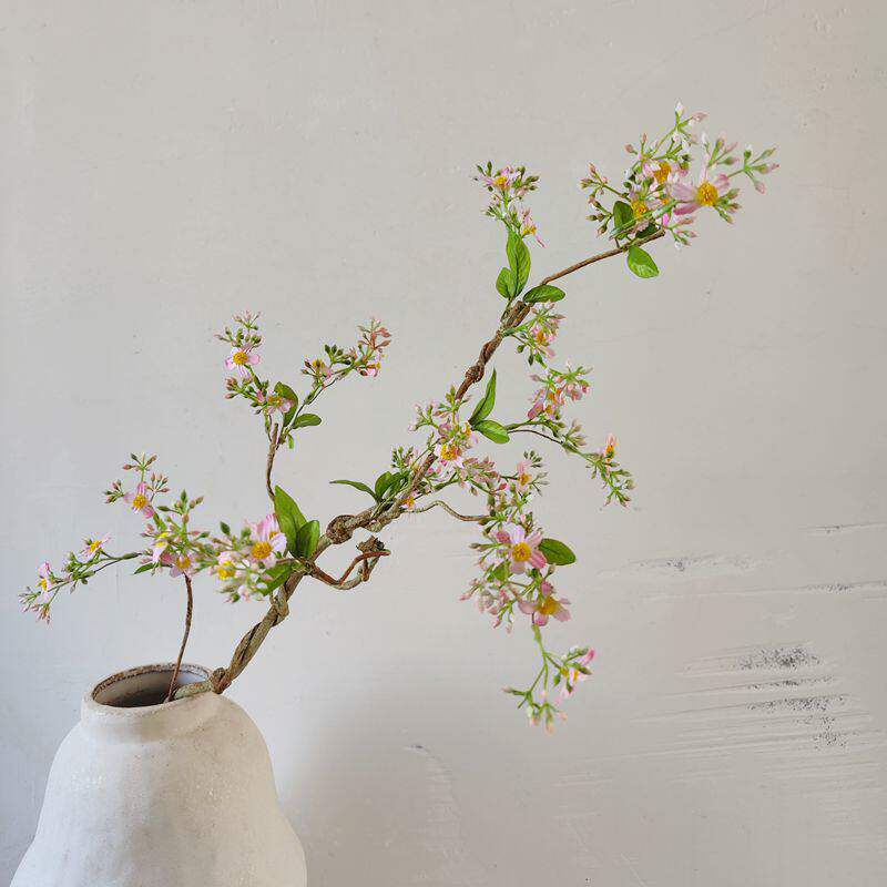 新中式海棠花藤仿真花客厅餐桌塑料花假花插花摆件装饰花干花摆设
