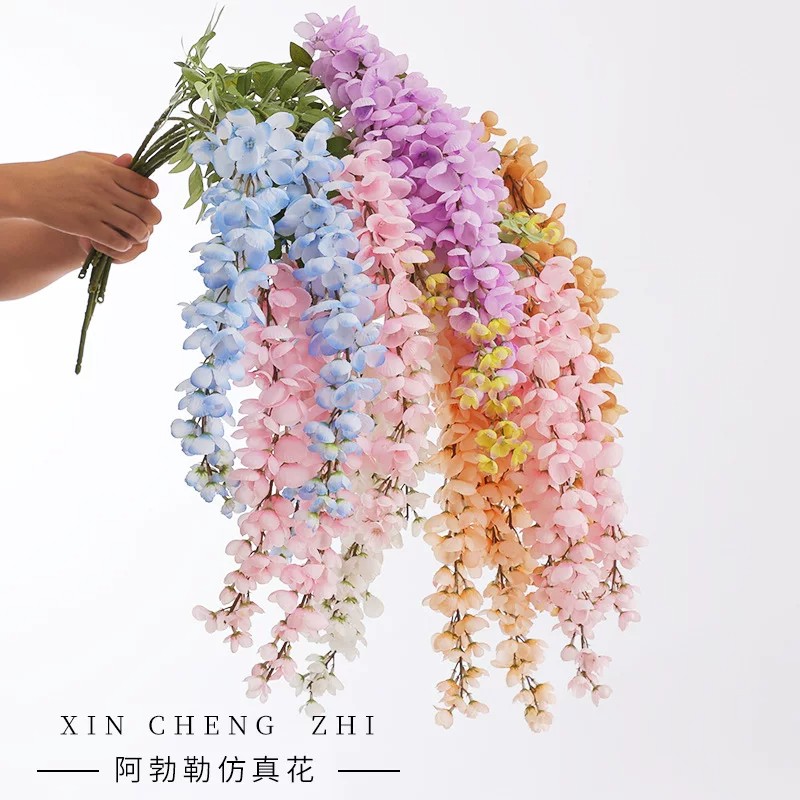仿真紫藤花藤蔓 栅栏拱门软装假花 婚庆道具造景加密花串