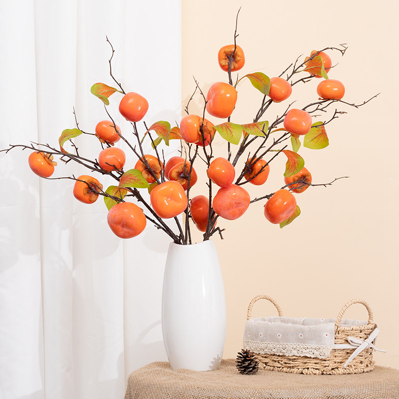 仿真柿子果实柿柿如意插花摆件高档年宵花束客厅过年装饰干花摆设,家居饰品,干花/花瓣/干花包/干树枝,淘宝优惠券,粉丝福利购,淘宝优惠卷