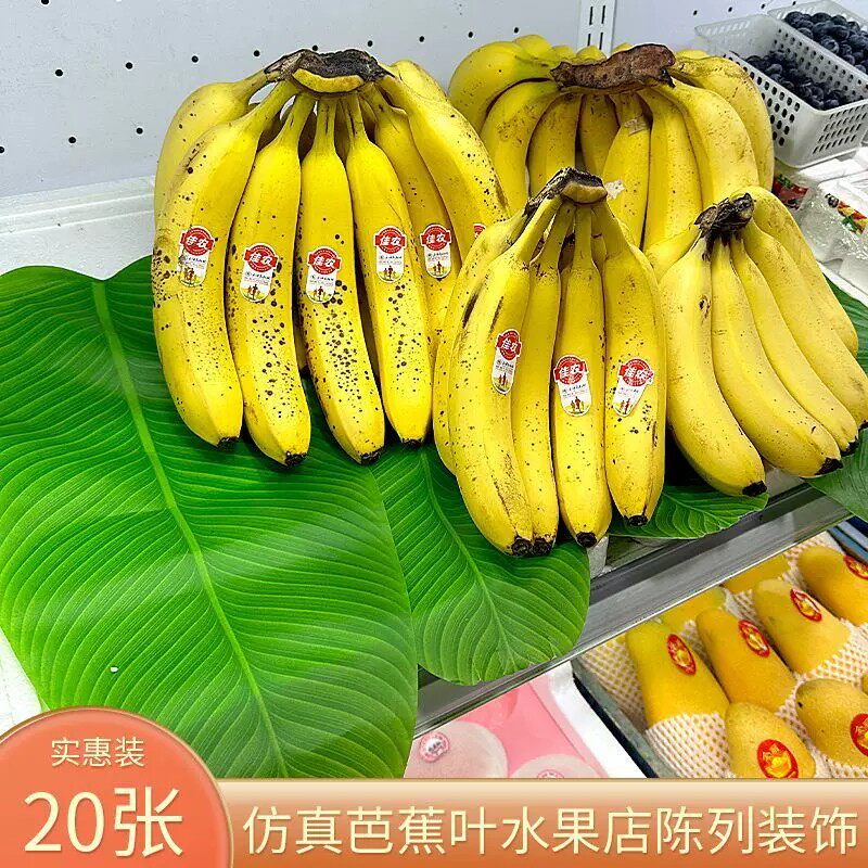 彷真荷叶假荷叶菜品摆盘芭蕉叶烧烤食材垫底绿叶水果盘铺垫大叶子