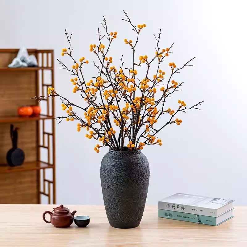 发财果仿真花冬青果假花红黄浆果客厅新年装饰年宵花福桶插花材料