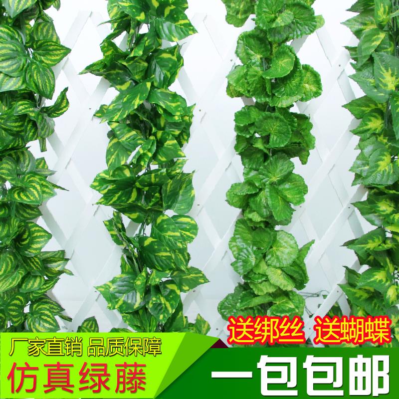 仿真绿叶植物藤条藤蔓塑料假花爬藤水管遮挡吊顶装饰绿萝缠绕花。