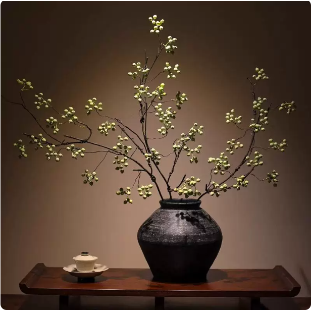 侘寂风长枝山归来仿真花马桑果假花植物中式摆件客厅民宿干花装饰