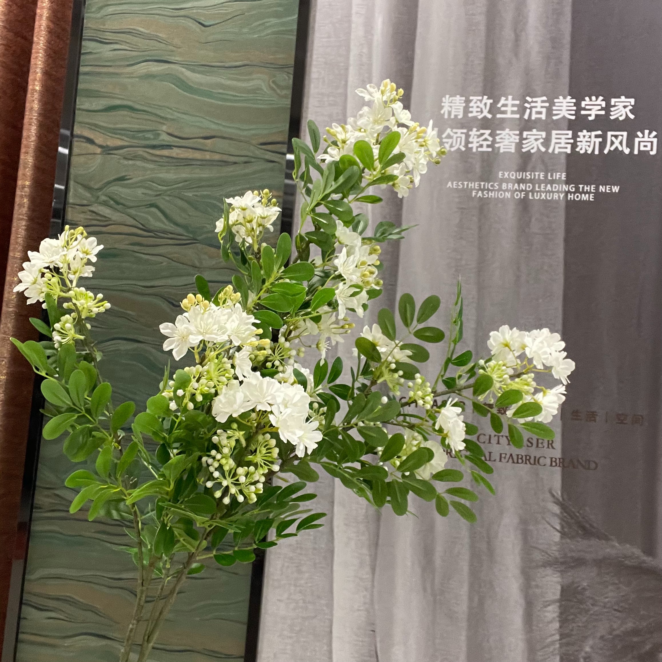 高品质长枝仿真含笑花假花客厅大花瓶插花酒店大堂软装装饰花艺