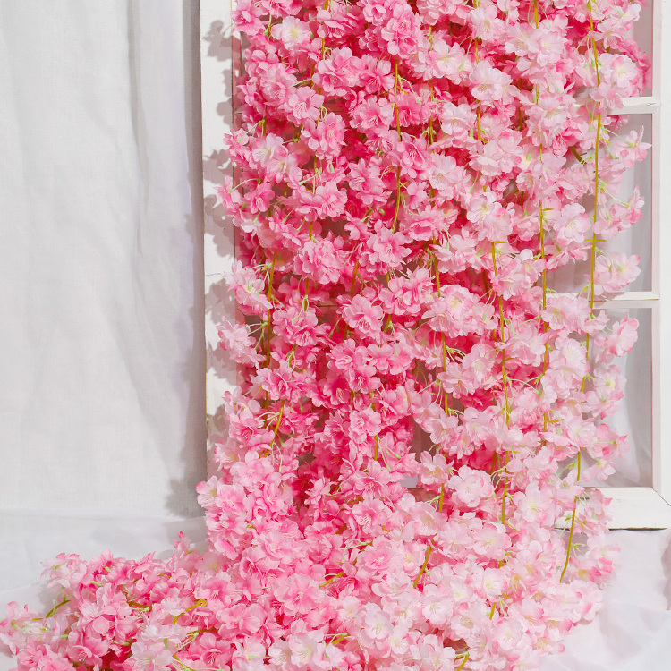 仿真樱花藤条壁挂假花藤条空调管道室内吊顶婚庆装饰塑料藤蔓植物