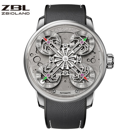 珍宝莱ZBIOLAND-ZBL1003航天星轮概念四转盘机械手表防水夜光腕表