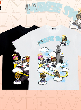 MAYBESWAG原创嘻哈国潮说唱hiphop潮牌短袖致敬天堂rapper短袖