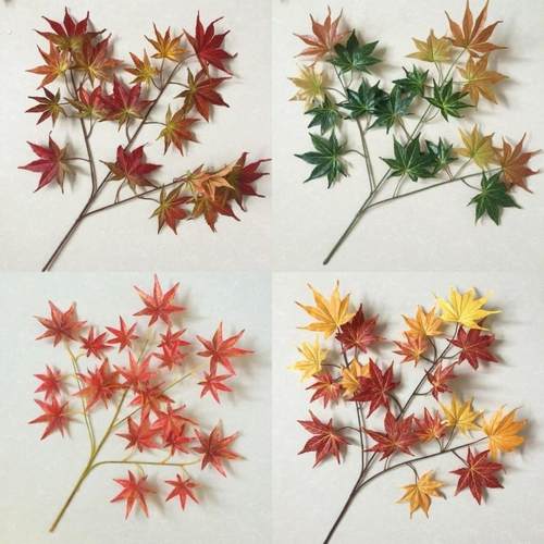 新款仿真红枫叶香山红叶假树叶子塑料树枝绿叶装饰绿植秋季梧桐叶