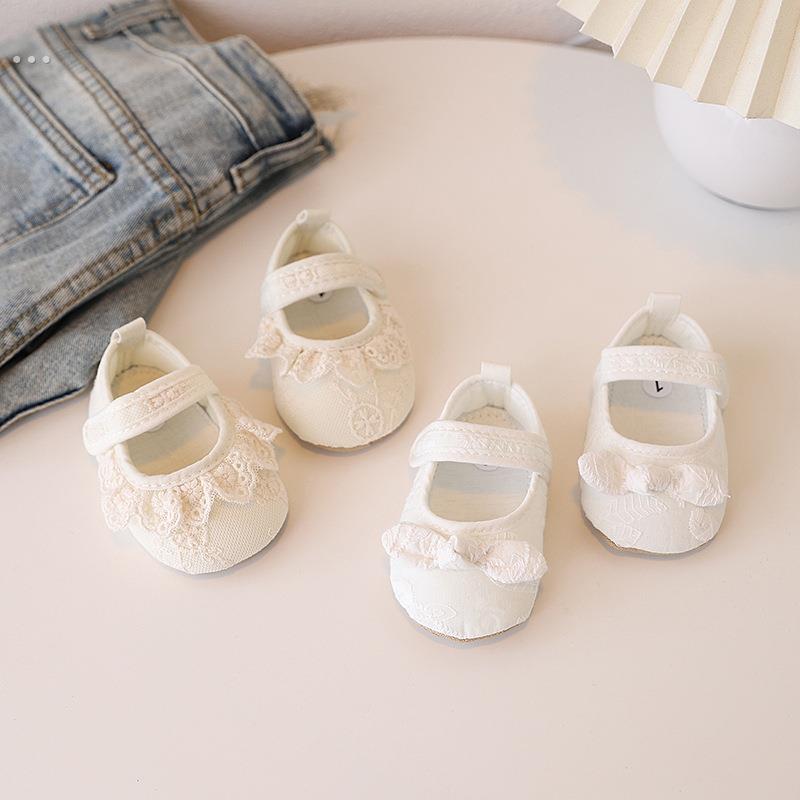 春秋季女宝宝软底学步鞋0-1岁婴儿鞋婴幼儿蕾丝花边公主鞋步前鞋