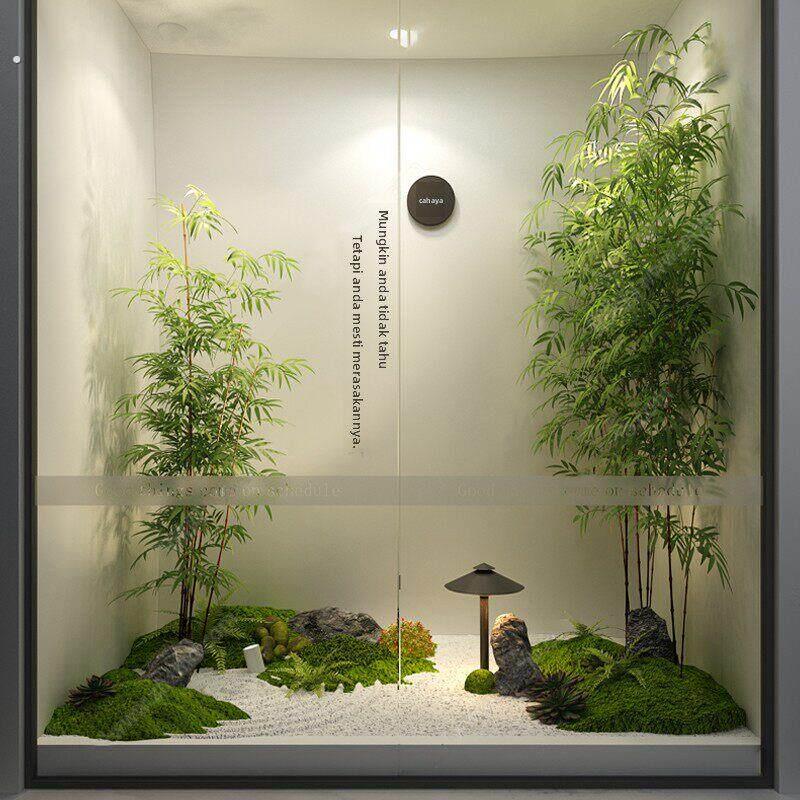 彷真绿植造景室内假植物竹子橱窗角落景观大型落地新中式装饰摆件