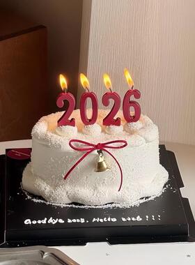 2026网红新年跨年夜红色数字蜡烛蛋糕装饰插件元旦春节数字蜡烛