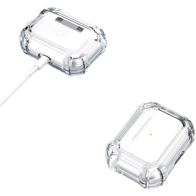 适用airpods 1/2/3/pro保护套苹果耳机壳透明双色TPU硬框CASE防摔