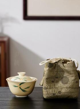 归鸿桂花宝宝叠叠乐盖碗套装便携旅行功夫茶具家用高档泡茶碗牧渔