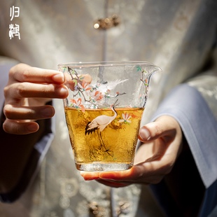 归鸿2025新款女士特别好看的公道杯鹤栖木焰玻璃茶道公杯分茶器