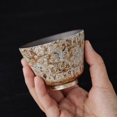 归鸿 中式禅意茶杯千佛鎏银主人杯单杯女高端个人专用品茗杯复古