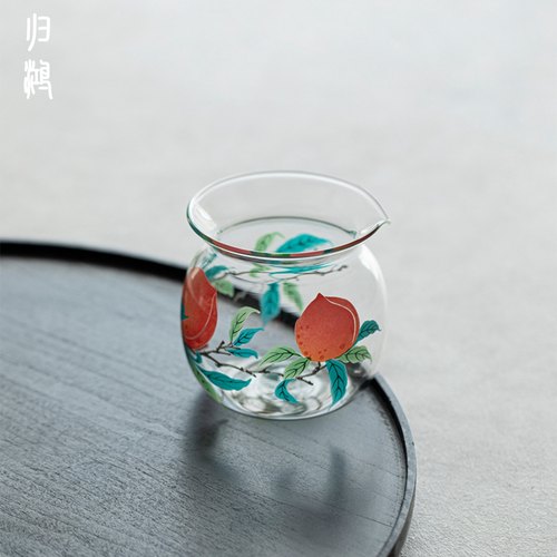归鸿 中式高颜值玻璃公道杯福满仙桃福袋公杯家用茶水分茶器茶海