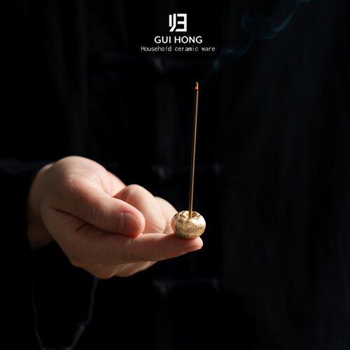 归陶柿子铸铁香插茶道用品创意线香插手工雕刻复古家用熏香器