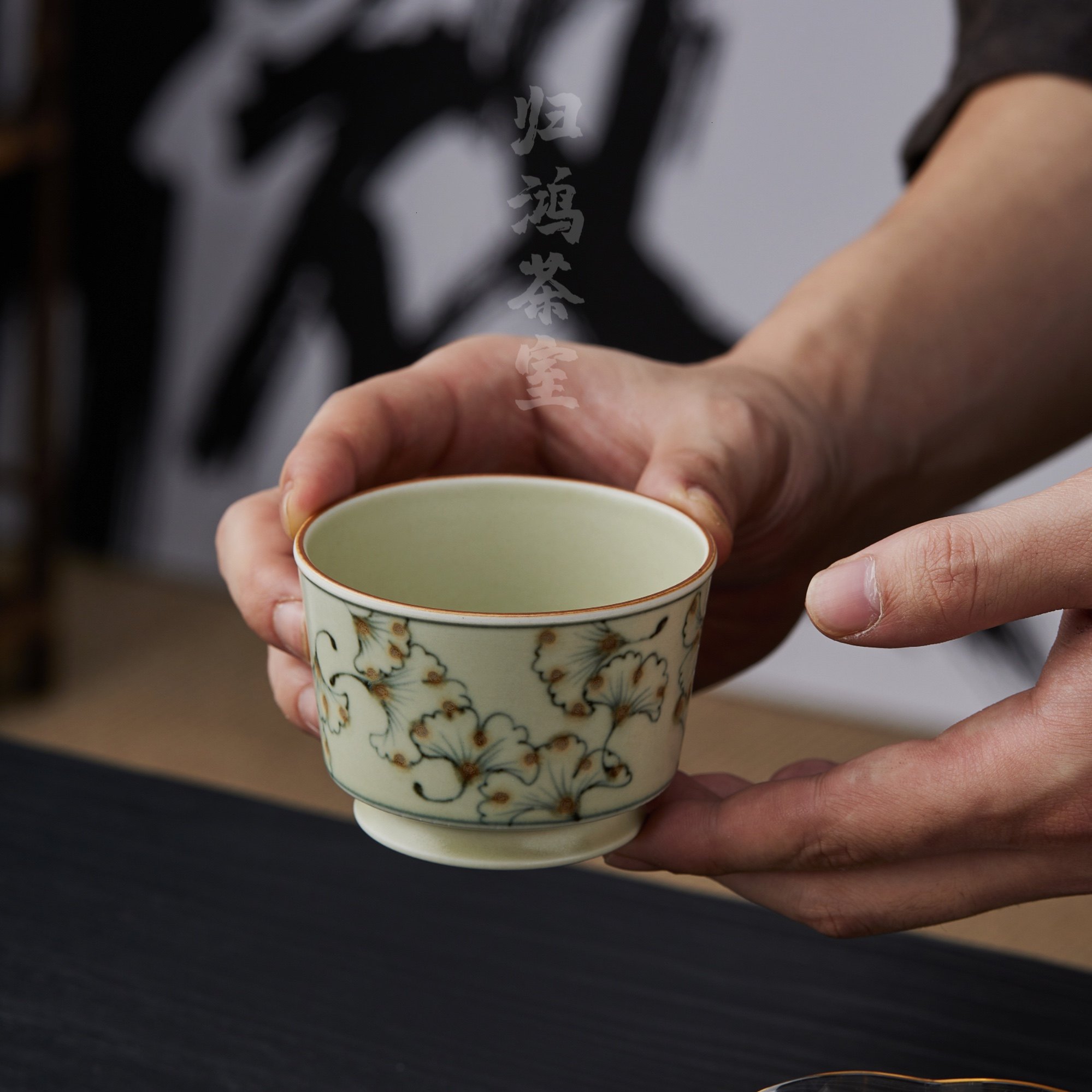 归鸿景德镇手绘茶杯大号大容量主人杯单杯女士个人专用陶瓷品茗杯