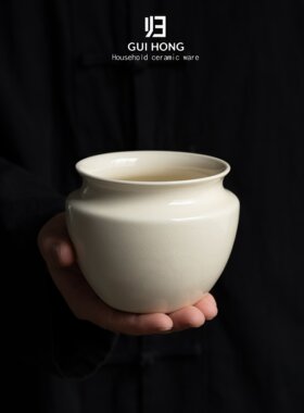归鸿陶瓷建水茶洗家用蓄水干泡古泥废水水洗小号简约纯色茶海