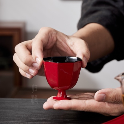 归鸿新中式复古高颜值茶杯品茗杯高足杯家用陶瓷功夫茶具个人单杯