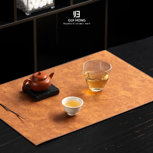 归鸿织锦皮革茶铺防水茶席中式复古干泡茶垫家用茶道桌垫便携茶席