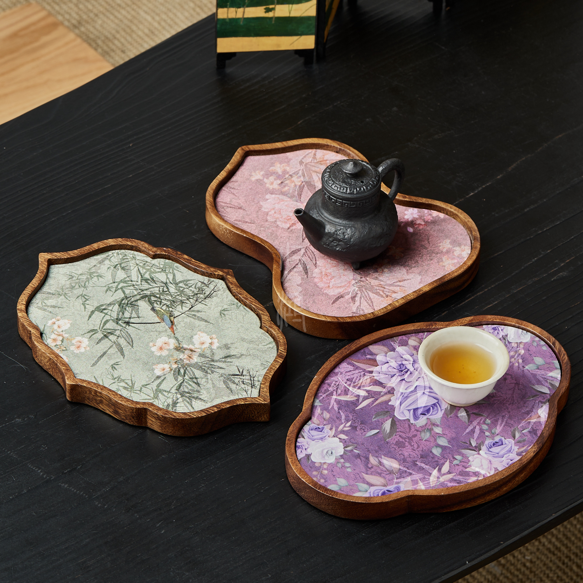 归鸿 竹制壶承茶盘茶席套装复古干泡台茶壶托盘茶具收纳盘茶台