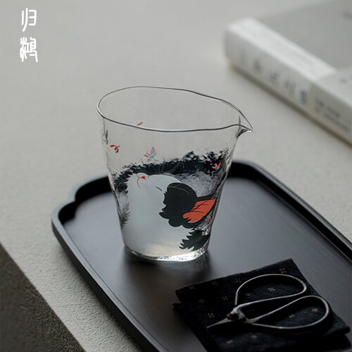 归鸿中式猫咪锤文公道杯小清新家用大容量防烫玻璃公杯茶海分茶器